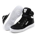 Tenis Masculino Top Fitness Cano Alto Em Couro Preto/Branco