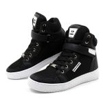 Tenis Masculino Top Fitness Cano Alto Em Couro Preto/Branco