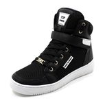 Tenis Masculino Top Fitness Cano Alto Em Couro Preto/Branco