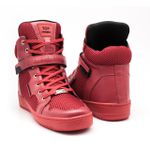 Tenis Top Fitness Cano Alto Em Couro Vermelho