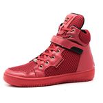 Tenis Top Fitness Cano Alto Em Couro Vermelho