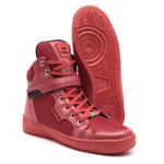 Tenis Top Fitness Cano Alto Em Couro Vermelho