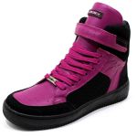 Tenis Feminino Sneakers Lirom Fit Em Couro Preto/Açai