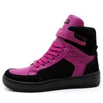 Tenis Feminino Sneakers Lirom Fit Em Couro Preto/Açai