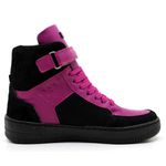Tenis Feminino Sneakers Lirom Fit Em Couro Preto/Açai