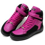 Tenis Feminino Sneakers Lirom Fit Em Couro Preto/Açai