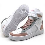 Tenis Feminino Sneakers Lirom Fit Em Couro Branco/Rosê/Verde