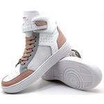 Tenis Feminino Sneakers Lirom Fit Em Couro Branco/Rosê/Verde