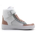Tenis Feminino Sneakers Lirom Fit Em Couro Branco/Rosê/Verde
