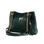 Bolsas Femininas Couro Legítimo Lirom Alça Corrente Dourada Luxuosa Verde