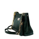 Bolsas Femininas Couro Legítimo Lirom Alça Corrente Dourada Luxuosa Verde
