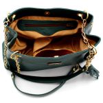 Bolsas Femininas Couro Legítimo Lirom Alça Corrente Dourada Luxuosa Verde