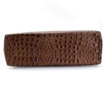 Bolsas Femininas Couro Legítimo Croco Lirom Alça Corrente Dourada Luxuosa Caramelo