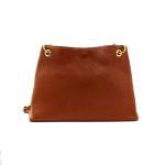 Bolsas Femininas Couro Legítimo Lirom Alça Corrente Dourada Luxuosa Caramelo