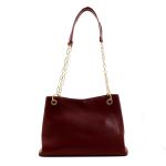 Bolsas Femininas Couro Legítimo Lirom Alça Corrente Dourada Luxuosa Marsala