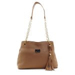 Bolsas Femininas Couro Legítimo Lirom Alça Corrente Dourada Luxuosa Nude