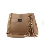 Bolsas Femininas Couro Legítimo Lirom Alça Corrente Dourada Luxuosa Nude