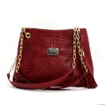 Bolsas Femininas Couro Legítimo Croco Lirom Alça Corrente Dourada Luxuosa