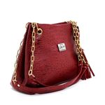 Bolsas Femininas Couro Legítimo Croco Lirom Alça Corrente Dourada Luxuosa