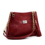 Bolsas Femininas Couro Legítimo Croco Lirom Alça Corrente Dourada Luxuosa