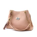 Bolsas Femininas Couro Legítimo Lirom Alça Corrente Dourada Luxuosa Rosê