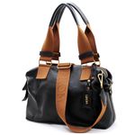 Bolsas Femininas De Couro Legitimo Lirom Macio Alta Qualidade Preta C/ Caramelo