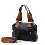 Bolsas Femininas De Couro Legitimo Lirom Macio Alta Qualidade Preta C/ Caramelo