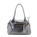 Bolsas Femininas Lirom Em Couro Legítimo Croco Prata Sofisticada e Luxuosa