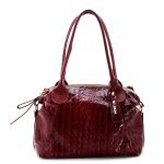 Bolsas Femininas Lirom Em Couro Legítimo Croco Marsala Sofisticada e Luxuosa