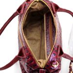 Bolsas Femininas Lirom Em Couro Legítimo Croco Marsala Sofisticada e Luxuosa