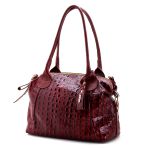 Bolsas Femininas Lirom Em Couro Legítimo Croco Marsala Sofisticada e Luxuosa