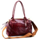 Bolsas Femininas Lirom Em Couro Legítimo Croco Marsala Sofisticada e Luxuosa