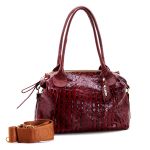 Bolsas Femininas Lirom Em Couro Legítimo Croco Marsala Sofisticada e Luxuosa