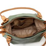 Bolsas Femininas Lirom Em Couro Legítimo Verde Musgo C/ Caramelo Lançamento