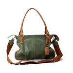 Bolsas Femininas Lirom Em Couro Legítimo Verde Musgo C/ Caramelo Lançamento