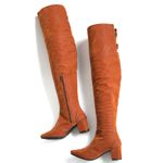 Bota Over The Knee Lirom Cano Super Longo Camurcina Caramelo