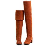 Bota Over The Knee Lirom Cano Super Longo Camurcina Caramelo