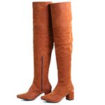 Bota Over The Knee Lirom Cano Super Longo Camurcina Caramelo