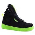 Tenis Sneakers Cano Alto Top Fitness Preto/Verde