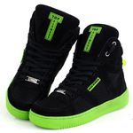 Tenis Sneakers Cano Alto Top Fitness Preto/Verde