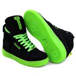 Tenis Sneakers Cano Alto Top Fitness Preto/Verde