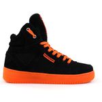 Tenis Sneakers Cano Alto Top Fitness Preto/Laranja