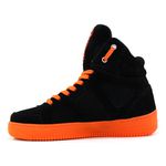 Tenis Sneakers Cano Alto Top Fitness Preto/Laranja
