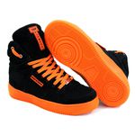 Tenis Sneakers Cano Alto Top Fitness Preto/Laranja
