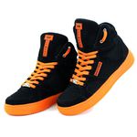 Tenis Sneakers Cano Alto Top Fitness Preto/Laranja