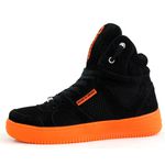 Tenis Sneakers Cano Alto Top Fitness Preto/Laranja