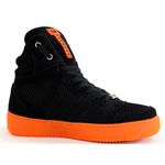 Tenis Sneakers Cano Alto Top Fitness Preto/Laranja