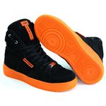 Tenis Sneakers Cano Alto Top Fitness Preto/Laranja