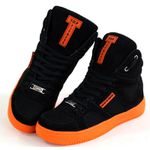 Tenis Sneakers Cano Alto Top Fitness Preto/Laranja