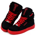 Tenis Bota Academia Cano Alto Top Fitness Preto/Vermelho